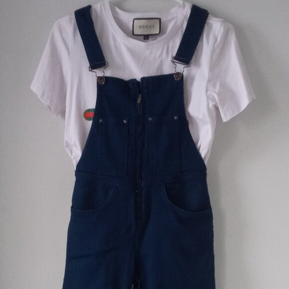 Zara Woman Premium Denim Wide Leg Dark Wash front zip overalls Size Small - Picture 7 of 8